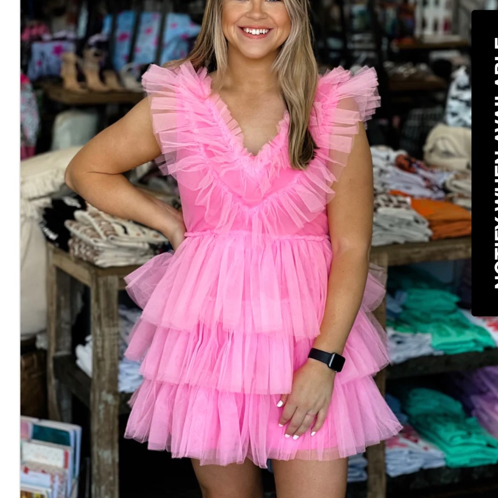 Pink Tiered Tulle Dress